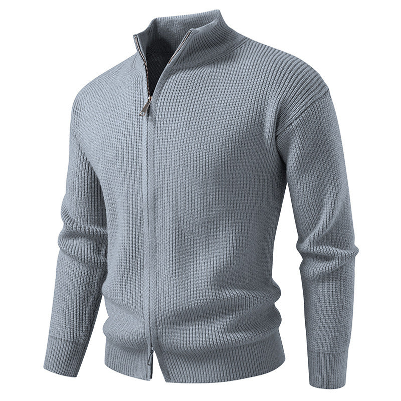 Herren Strickjacke mit hohem Kragen und innovativem Reißverschluss