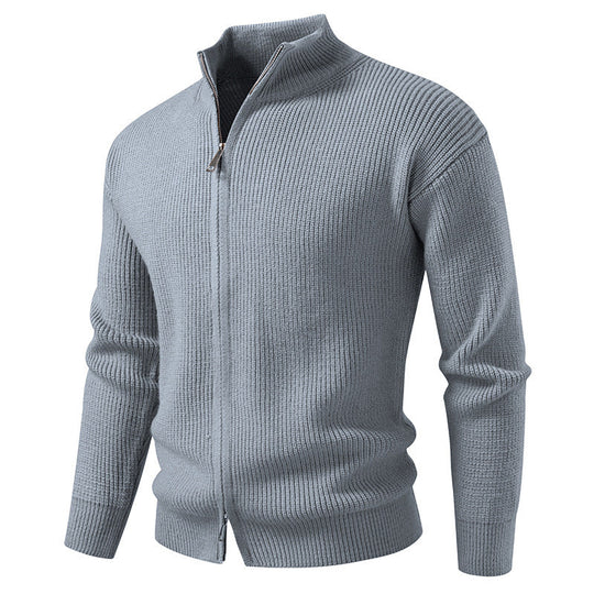 Herren Strickjacke mit hohem Kragen und innovativem Reißverschluss