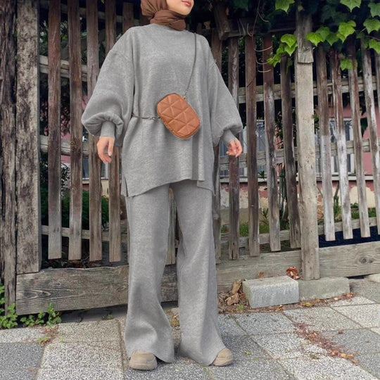 Damen Oversize-Strickset mit Ballonärmeln & weitem Palazzo-Hosenbein Shop Nory