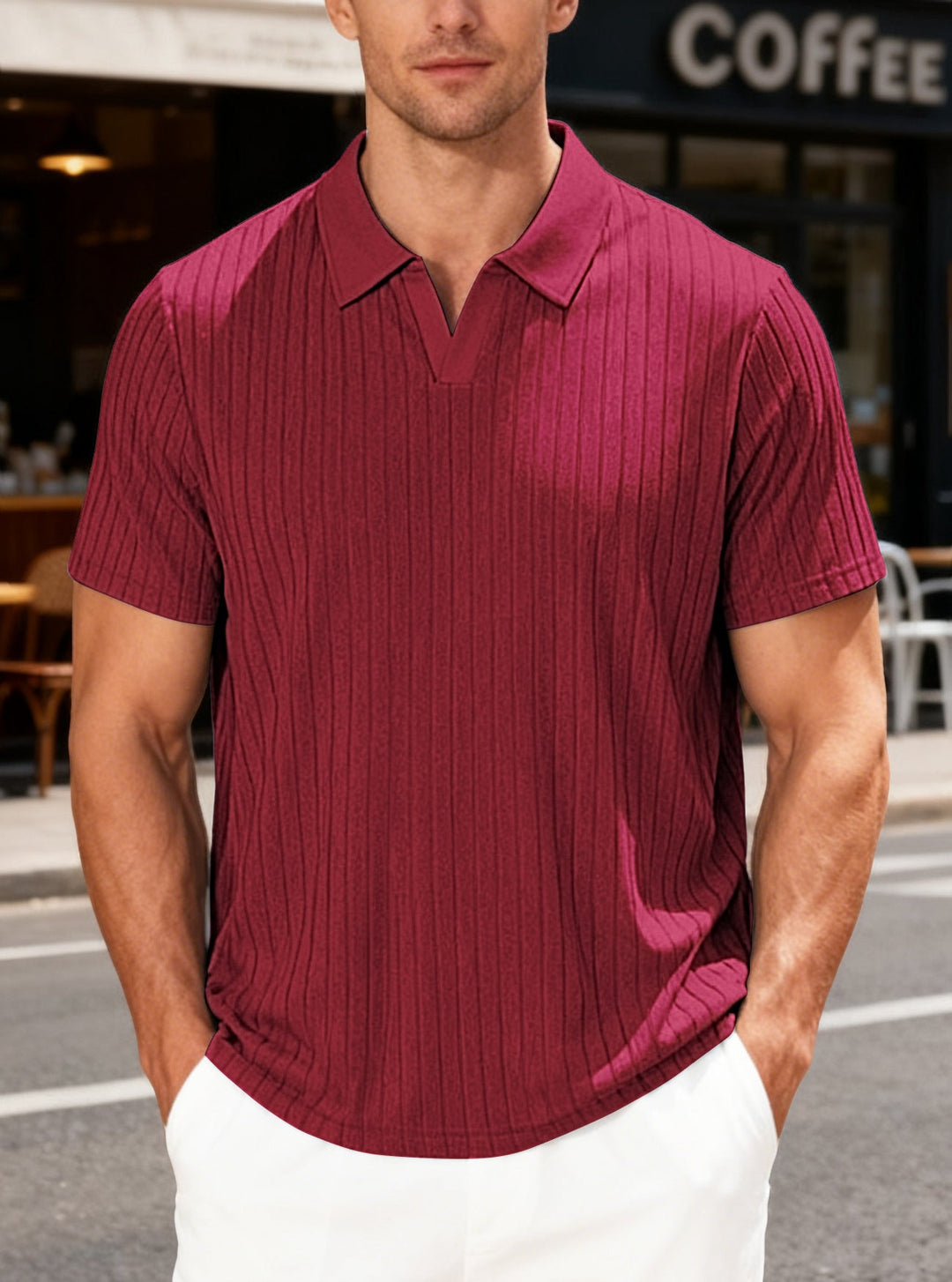 Herren Poloshirt mit strukturiertem Muster