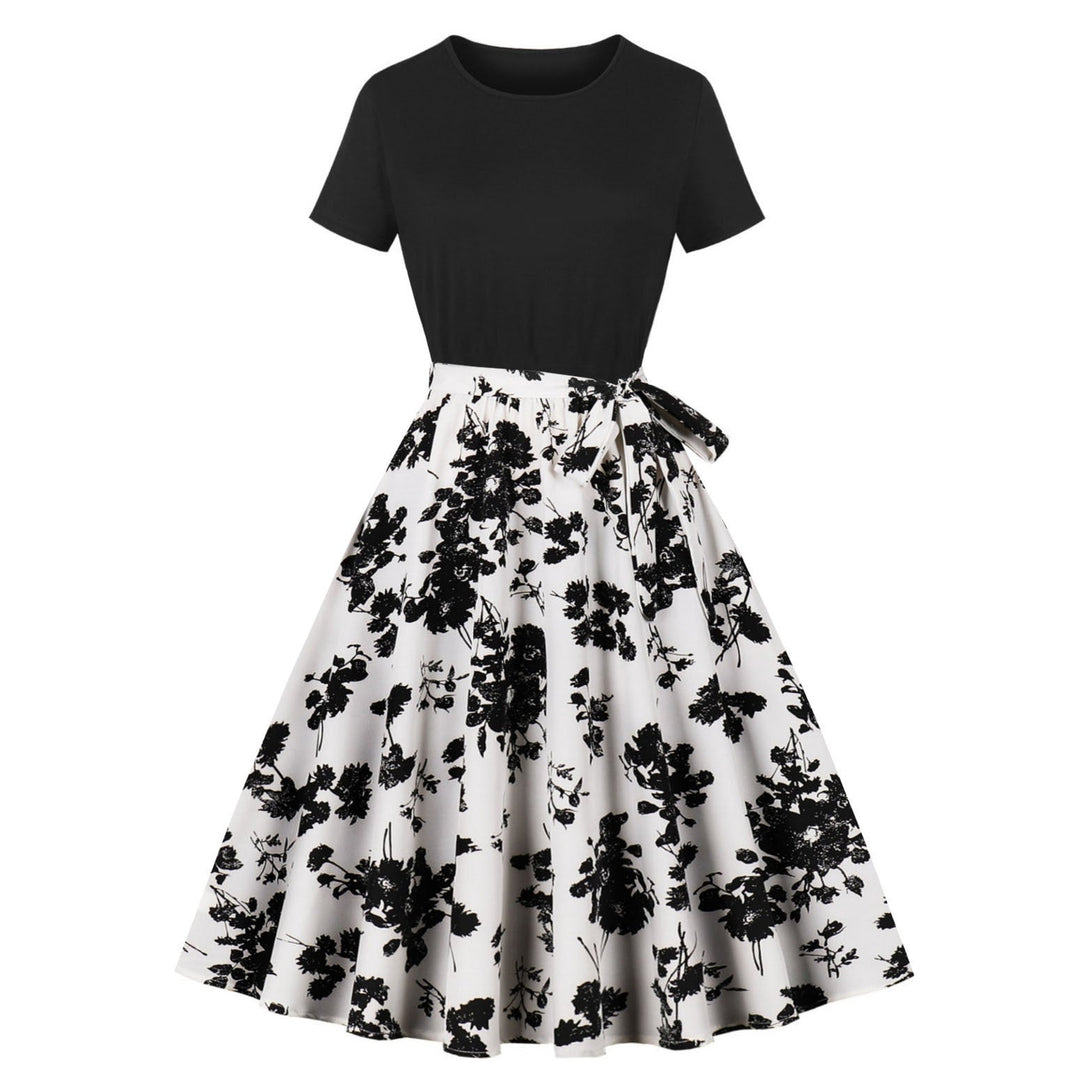 Damen Elegantes Spitzen-Kleid mit kontrastierendem Oberteil und fließendem Rock