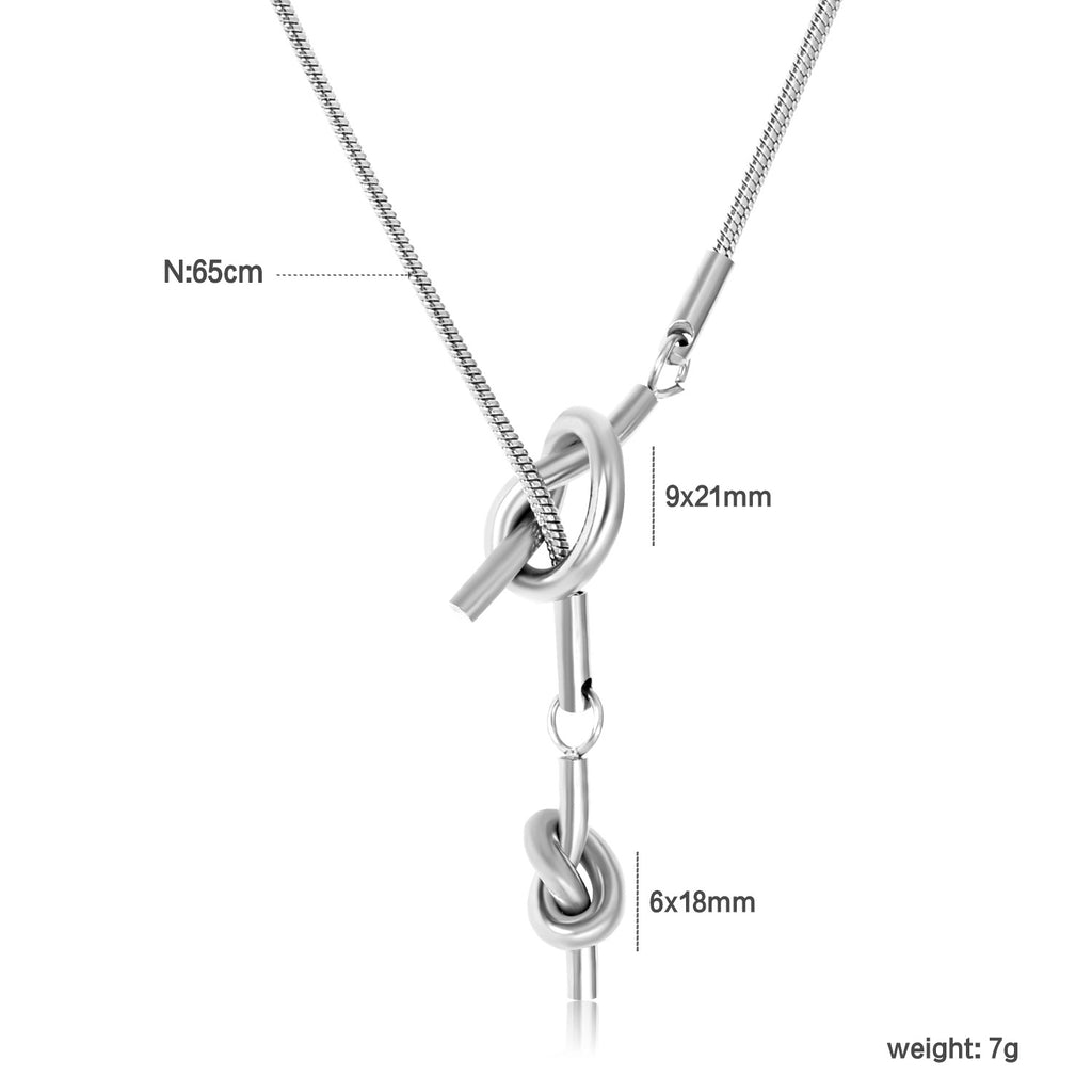 Damen elegante Edelstahl Halskette mit kunstvollem Knoten-Design Shop Nory