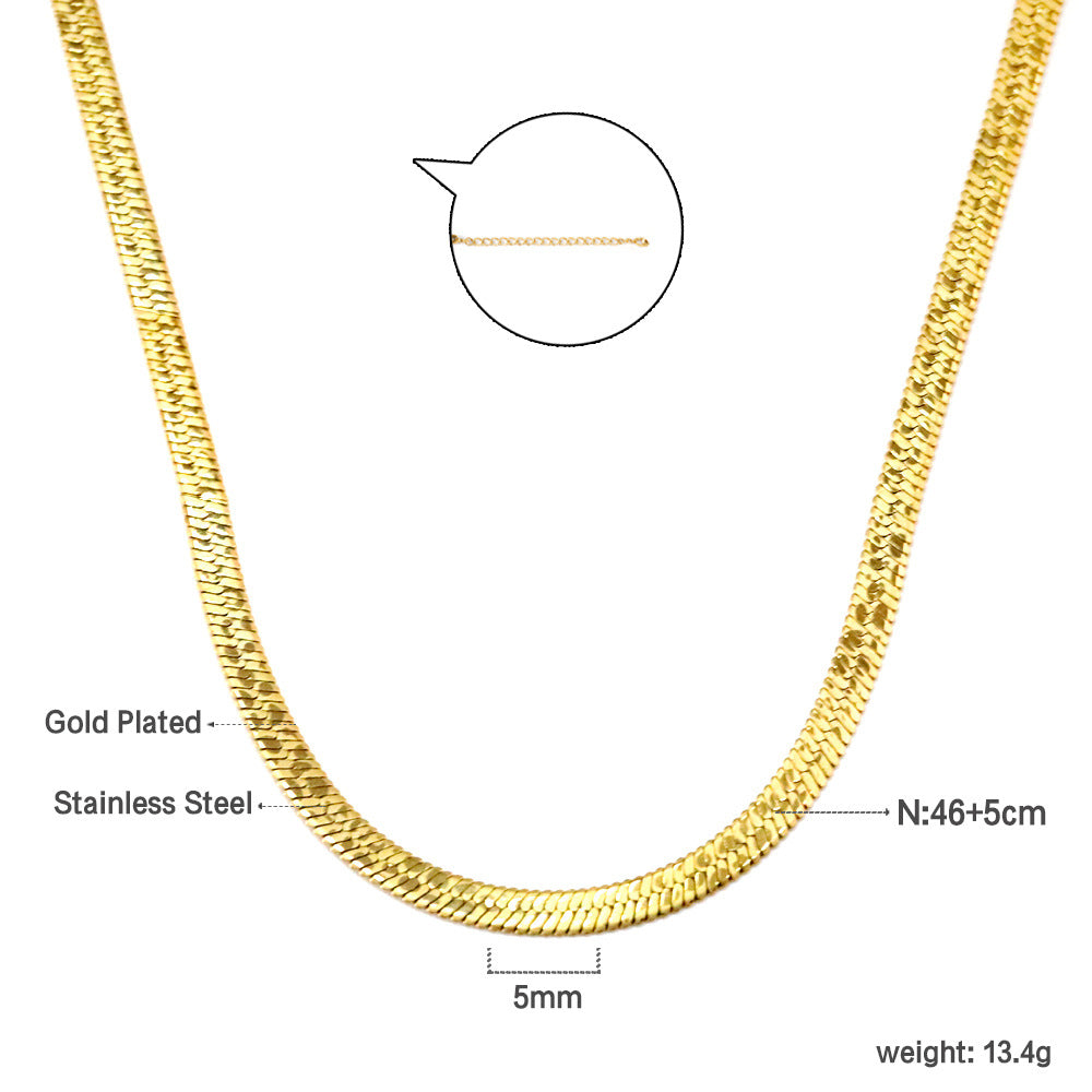 Damen Edelstahl Halskette mit goldplattierter Oberflächenstruktur und flexibel einstellbarer Länge Shop Nory
