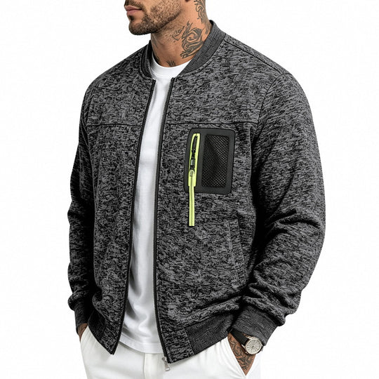 Herren Strick-Bomberjacke mit funktionaler Brusttasche und Reißverschluss Shop Nory