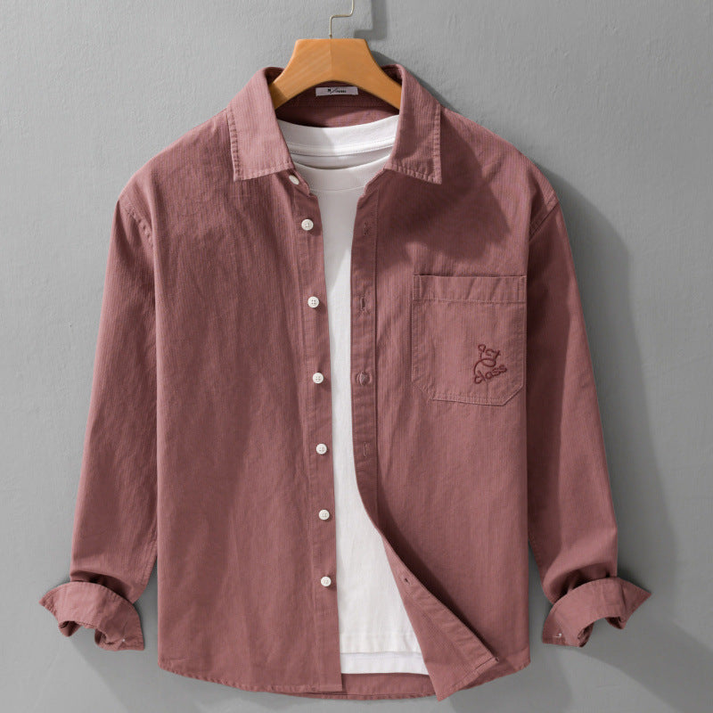 Herren Feines Cord-Überhemd im Overshirt-Stil mit Kentkragen und aufgesetzter Brusttasche Shop Nory