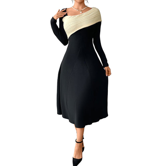 Damen Asymmetrisches Midikleid mit One-Shoulder-Strickdetail und figurbetontem Fall Shop Nory