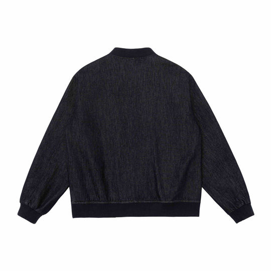 Unisex Boxy Jeans‑Bomberjacke mit Rippkragen, Druckknopfleiste und aufgesetzten Taschen Shop Nory