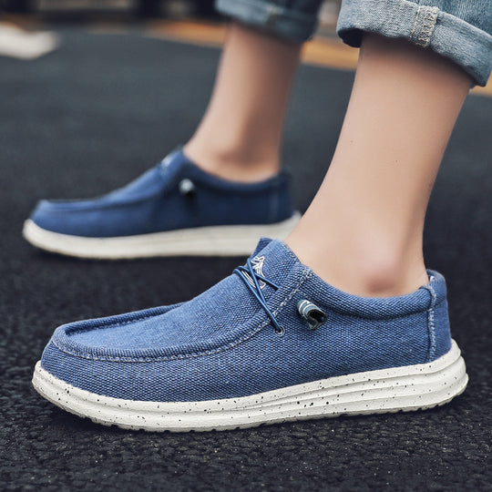 Herren Legerer Canvas-Mokassin-Slipper mit geflochtener Schnürung und gefleckter EVA-Sohle Shopy Nory