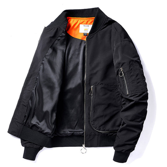 Herren Nylon-Bomberjacke im Flieger-Style mit Reißverschluss-Ärmeltasche und kontrastierendem Innenfutter Shop Nory