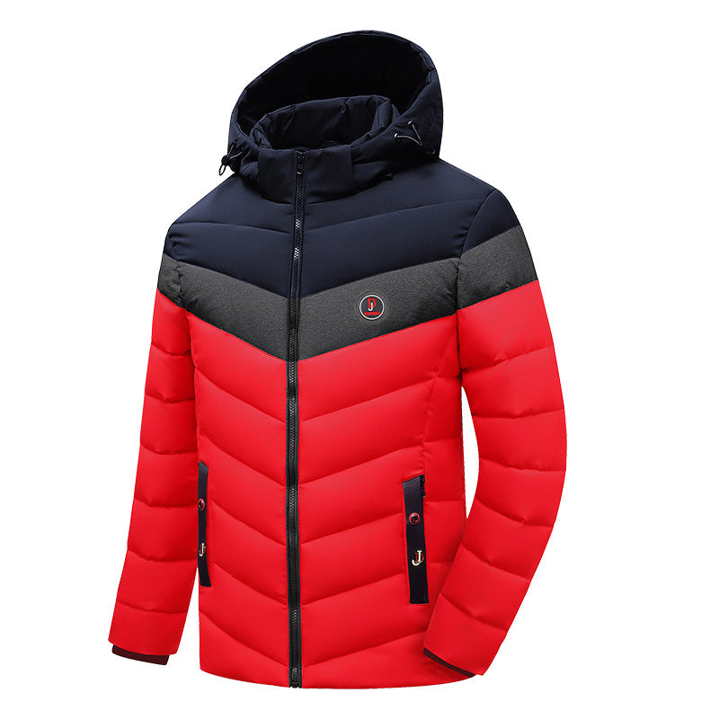 Herren Steppjacke mit Kapuze, Chevron-Steppung und Wetterfester Thermoisolierung Shop Nory