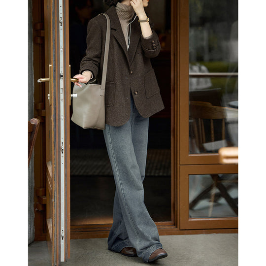 Damen Modern geschnittener Blazer mit strukturiertem Stoff Shop Nory