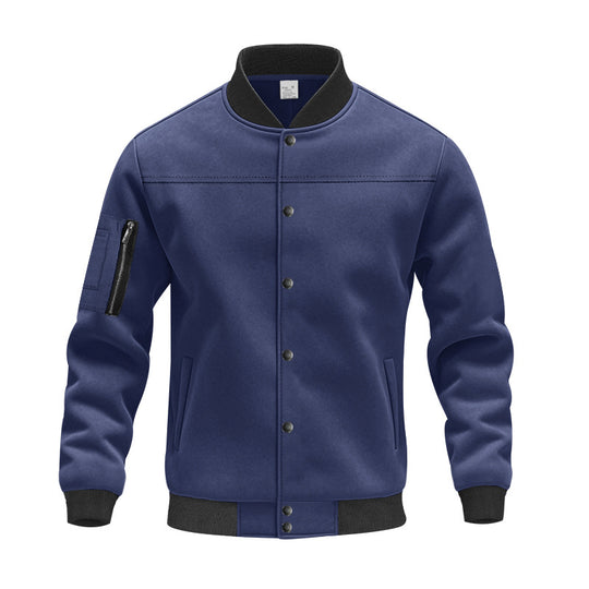 Herren Varsity-Bomberjacke mit Druckknopfverschluss, Ärmeltasche und gerippten Bündchen Shop Nory