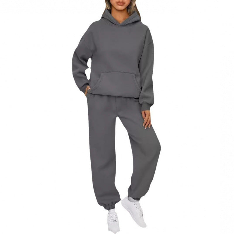 Damen nan Oversize Kapuzenpullover und Fleece Jogginghose Set mit Kängurutasche Shop Nory
