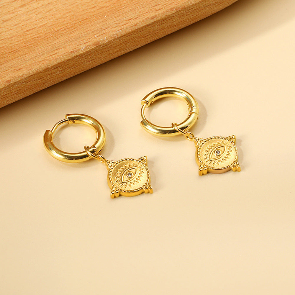 Damen Hängende Ohrringe aus hochwertigem Edelstahl mit kunstvollem goldplattierten Design Shop Nory