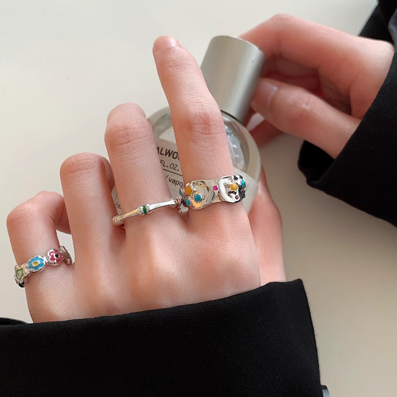 Damen kreativer und lebendiger Ring mit bunten Akzenten Shop Nory