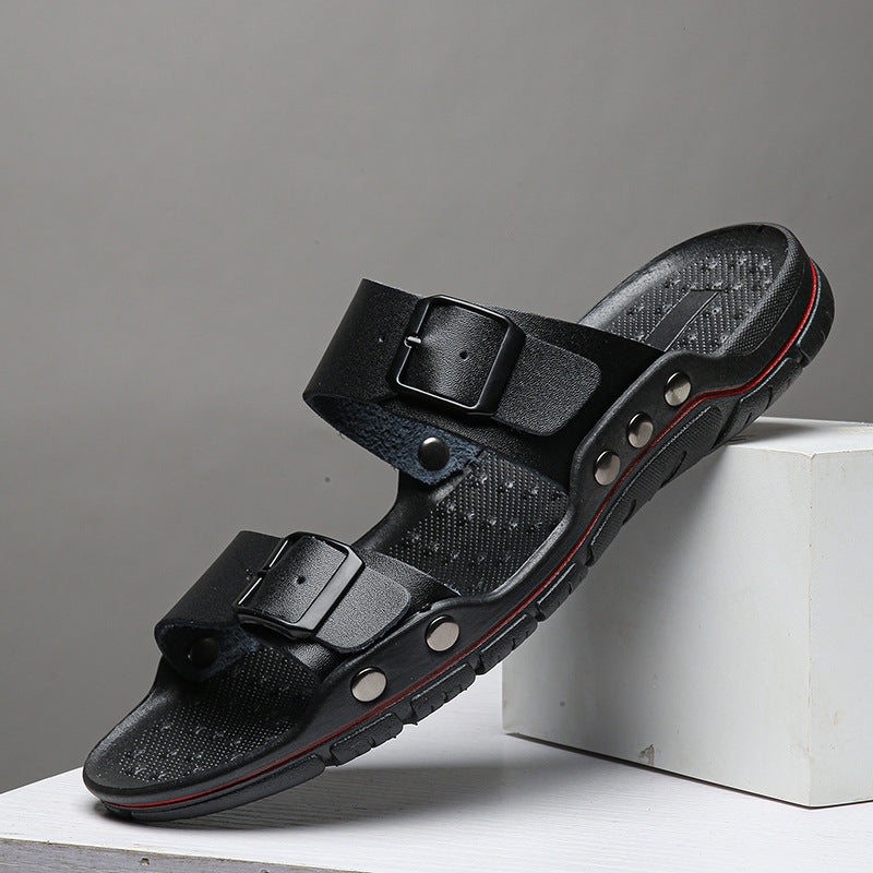 Herren Bequeme Leder-Sandalen mit verstellbaren Riemen