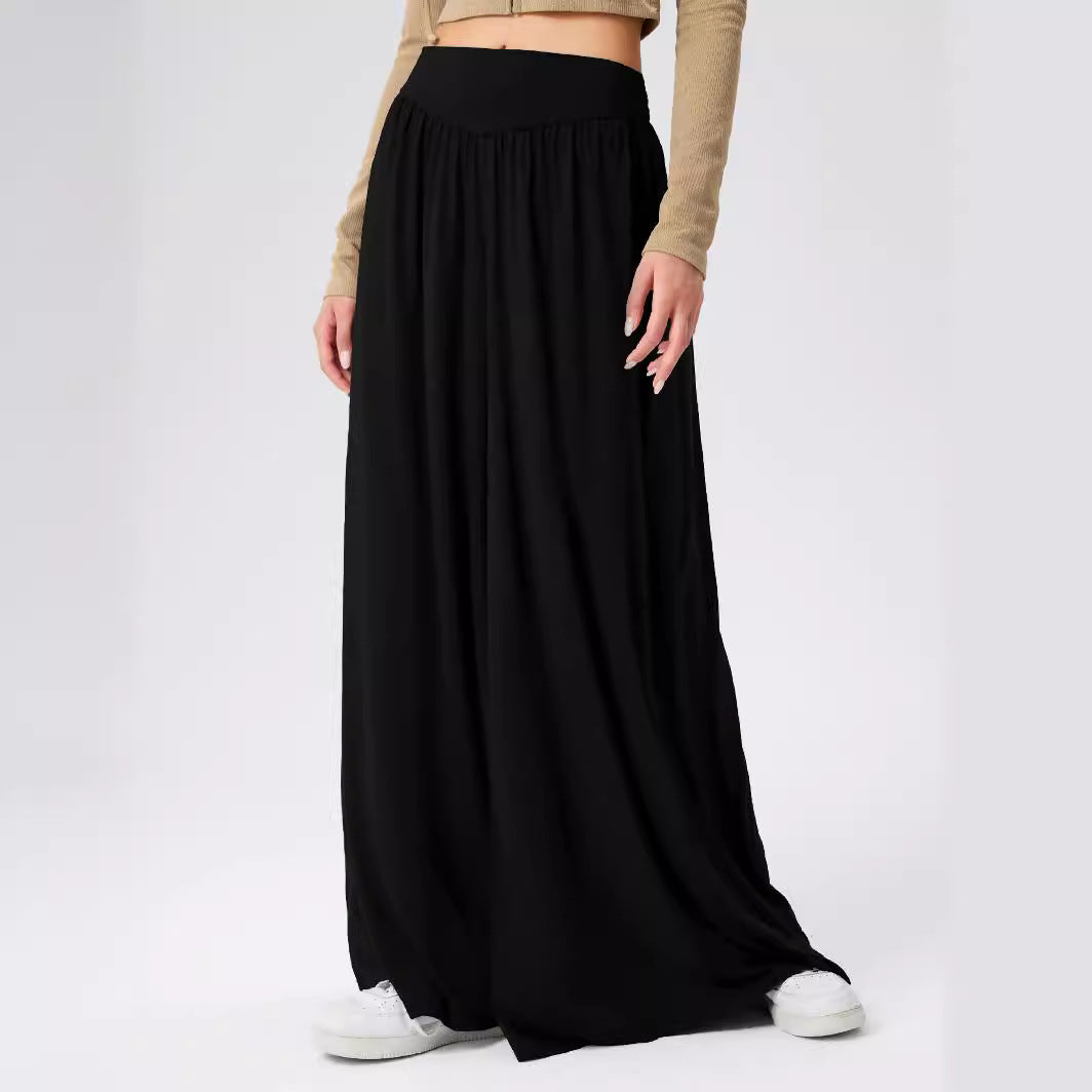 Damen Weit geschnittene Jersey-Hose mit elastischer Taille und elegantem Fall