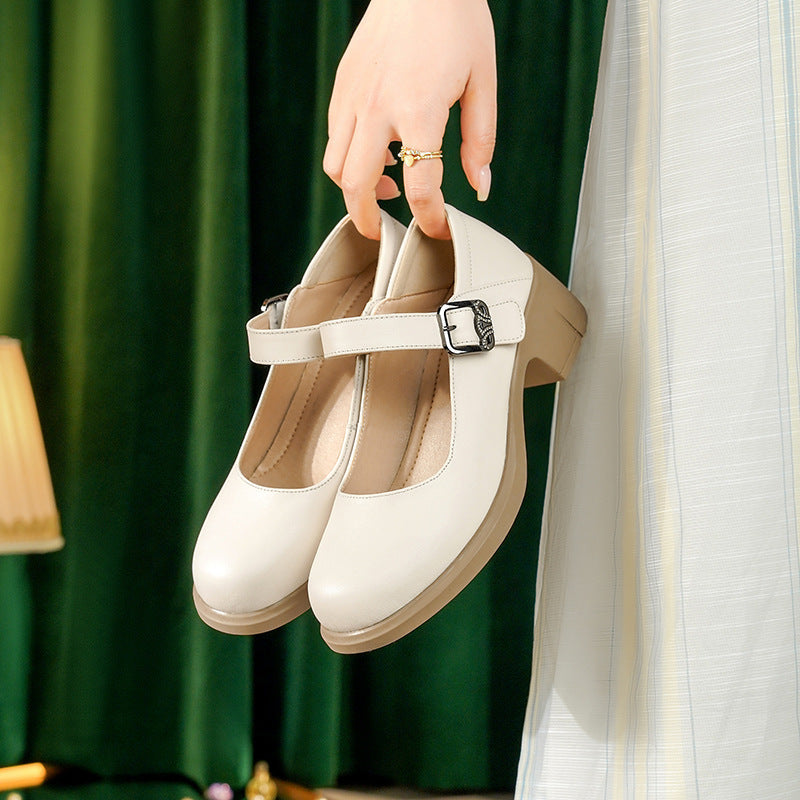 Damen Mary Jane Ballerinas mit elegantem Riemchen und komfortablem Blockabsatz