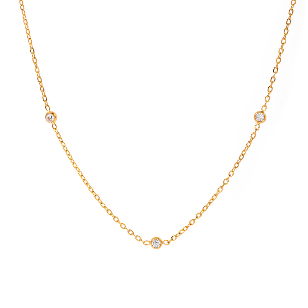 Damen Halskette mit funkelnden Zirkonia-Elementen und einstellbarer Länge Shop Nory