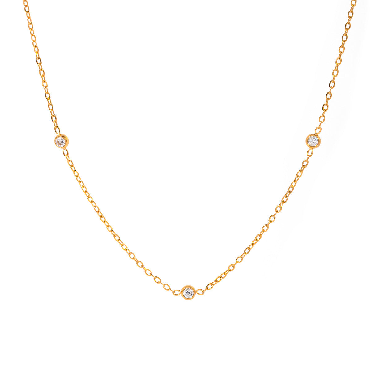 Damen Halskette mit funkelnden Zirkonia-Elementen und einstellbarer Länge Shop Nory