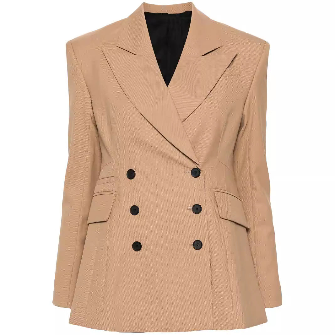Damen Zweiteiliges tailliertes Doppelreihiges Blazer‑Hosenanzug mit ausgestellter Palazzohose Shop Nory