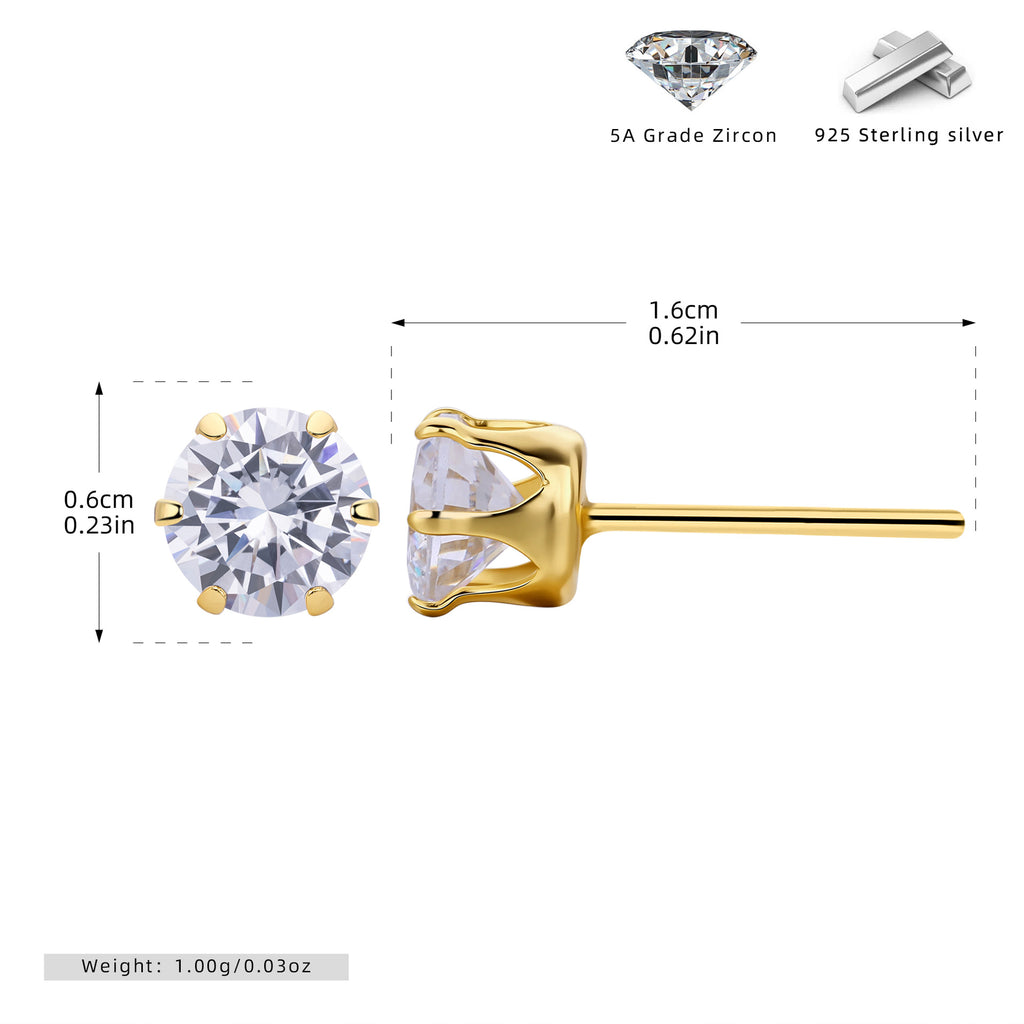 Damen Ohrstecker mit funkelnden 5A Zirkonsteinen aus hochwertigem 925 Sterling Silber Shop Nory