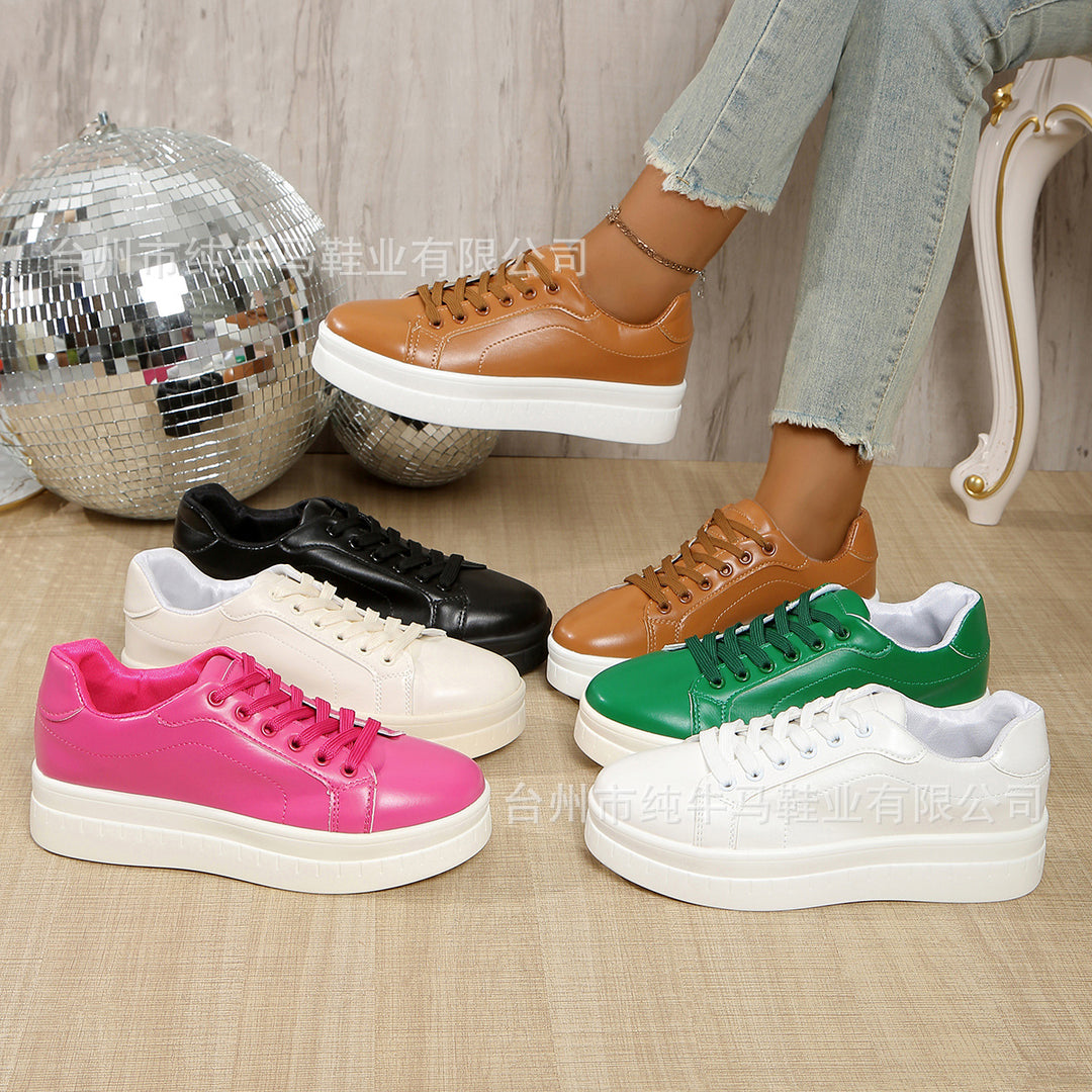 Damen Plateau-Sneaker aus Lederoptik mit dicker Gummiplattform und gepolstertem Komfortfutter Shop Nory