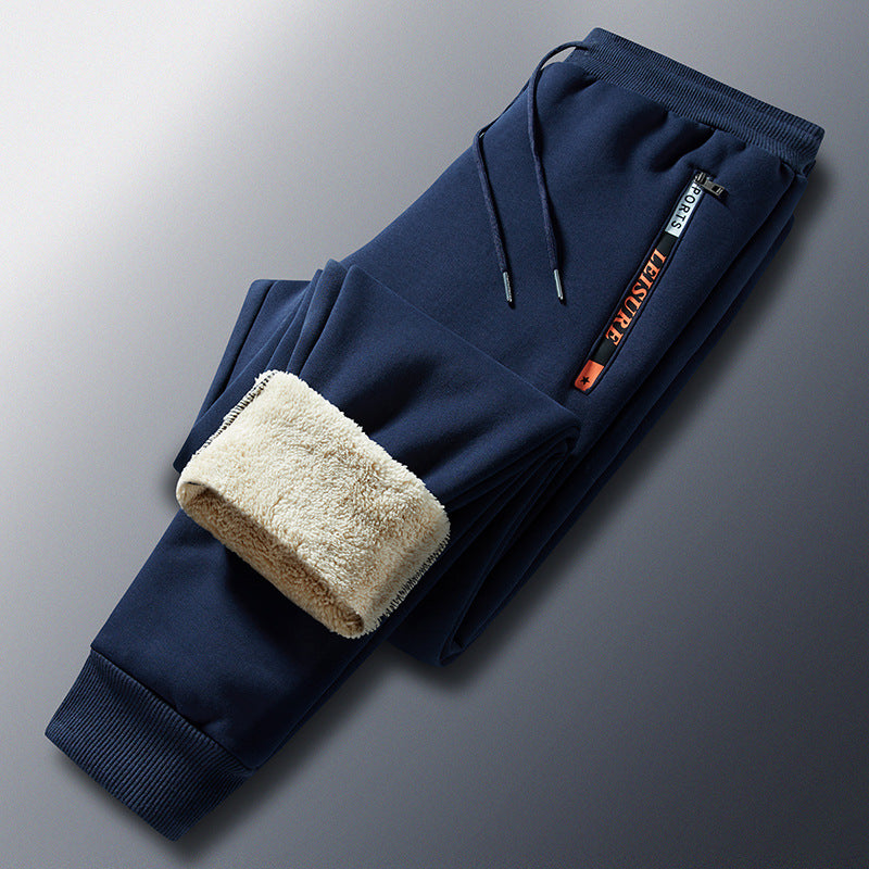 Herren Winterliche Fleece-Jogginghose mit Teddyfutter, elastischem Bund und Reißverschlusstaschen Shop Nory
