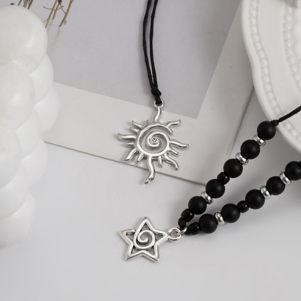 Damen mehrlagige Boho-Halskette mit Anhängermotiven Shop Nory