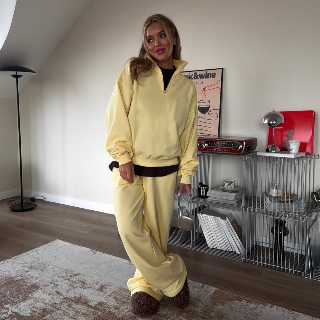 Damen Oversize Sweatshirt mit Halbzip und hohem Stehkragen Shop Nory