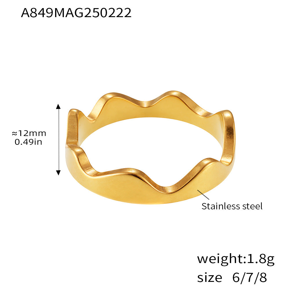 Damen Wellenförmiger Ring aus Edelstahl Shop Nory