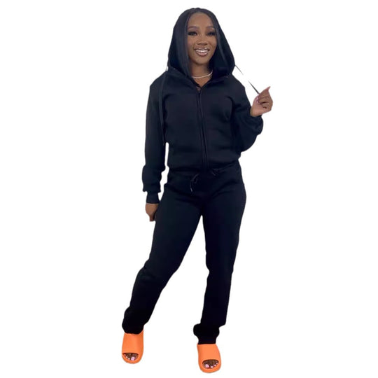 Damen nan Komfort-Zip-Hoodie mit taillenhoher Bootcut-Jogginghose Set Shop Nory