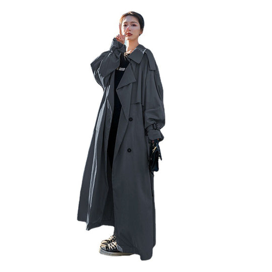 Damen Oversize-Trenchmantel mit Ballonärmeln, doppelreihiger Knopfleiste und Taillengürtel Shop Nory