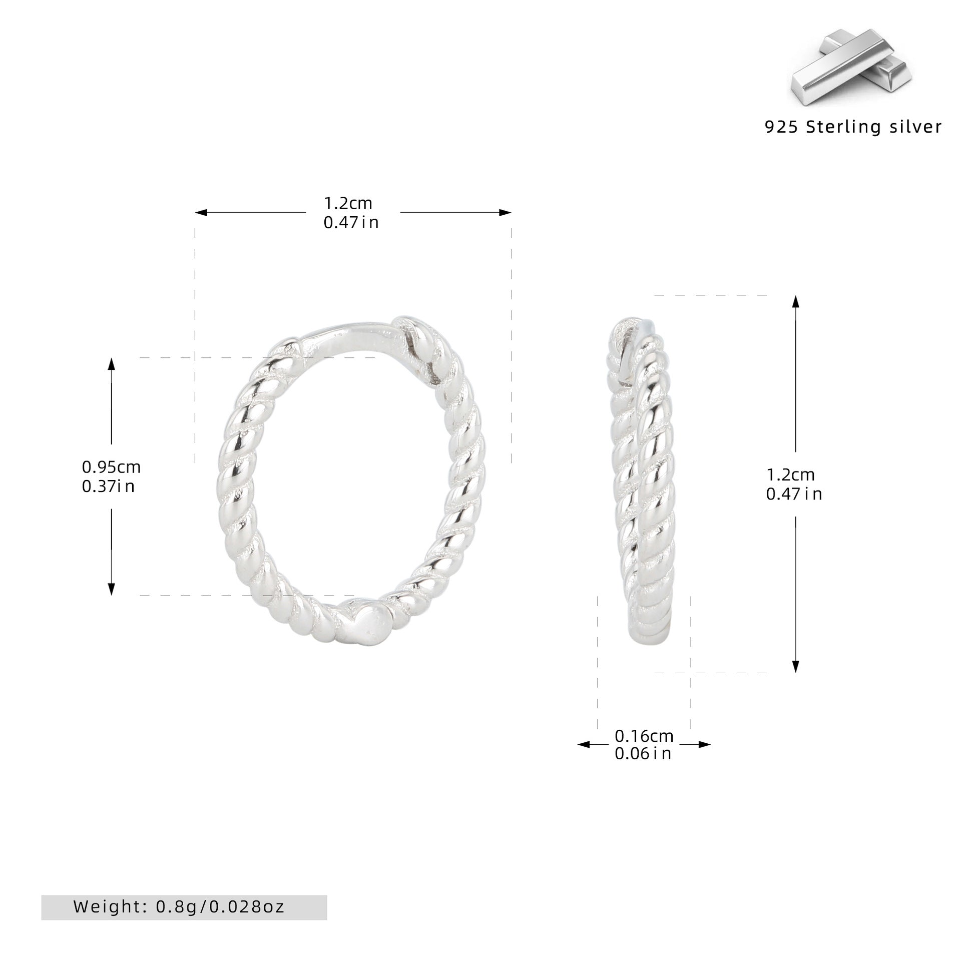 Damen Creolen mit gedrehtem Design aus 925 Sterlingsilber Shop Nory