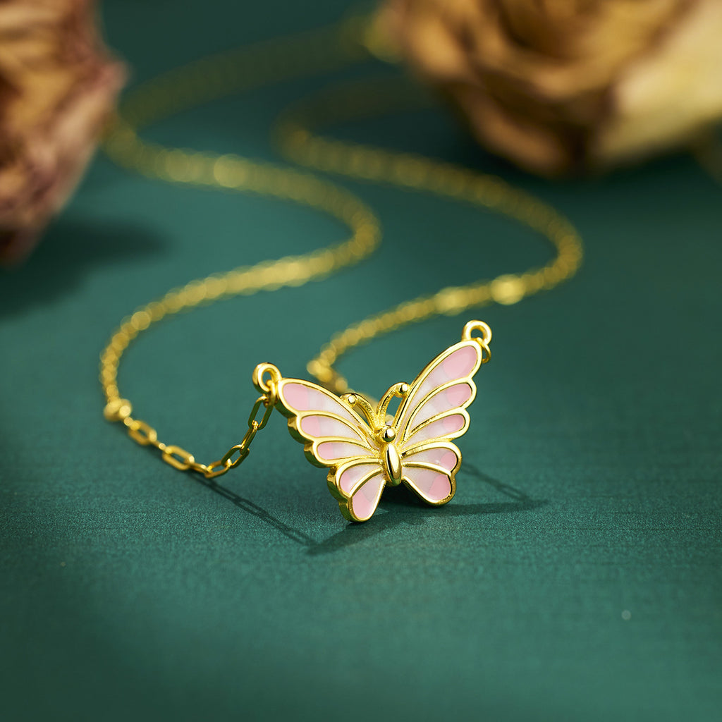 Damen Halskette mit kunstvollem Schmetterlingsdesign Shop Nory