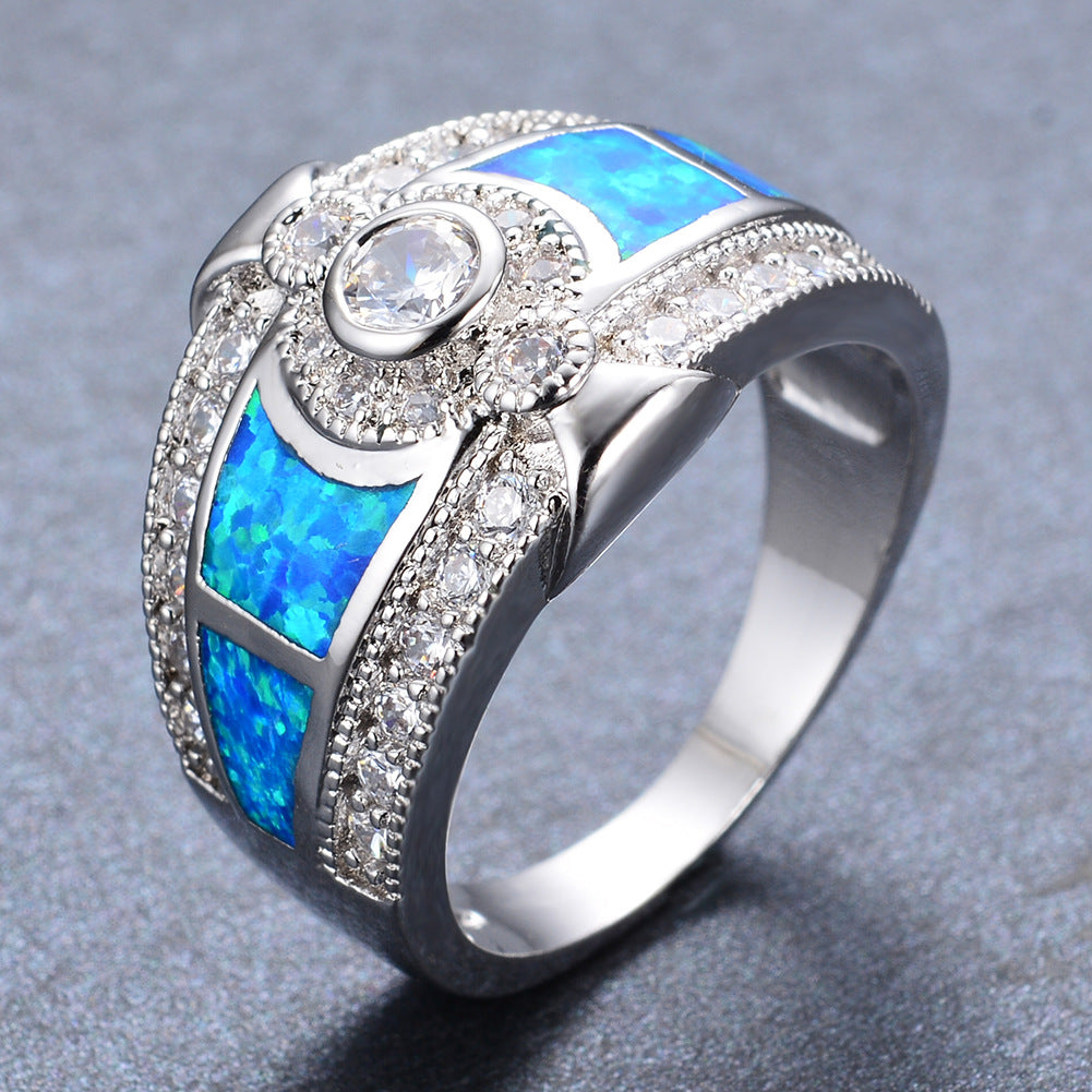 Damen Ring mit funkelndem Opal und exquisiten Zirkonia-Verzierungen Shop Nory