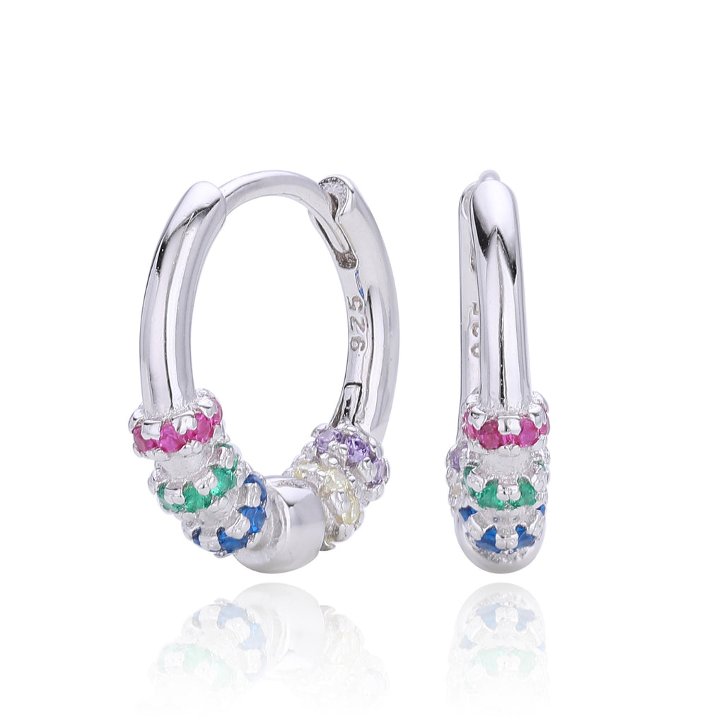 Damen Creolen mit bunten Zirkon-Elementen aus 925 Sterling Silber Shop Nory
