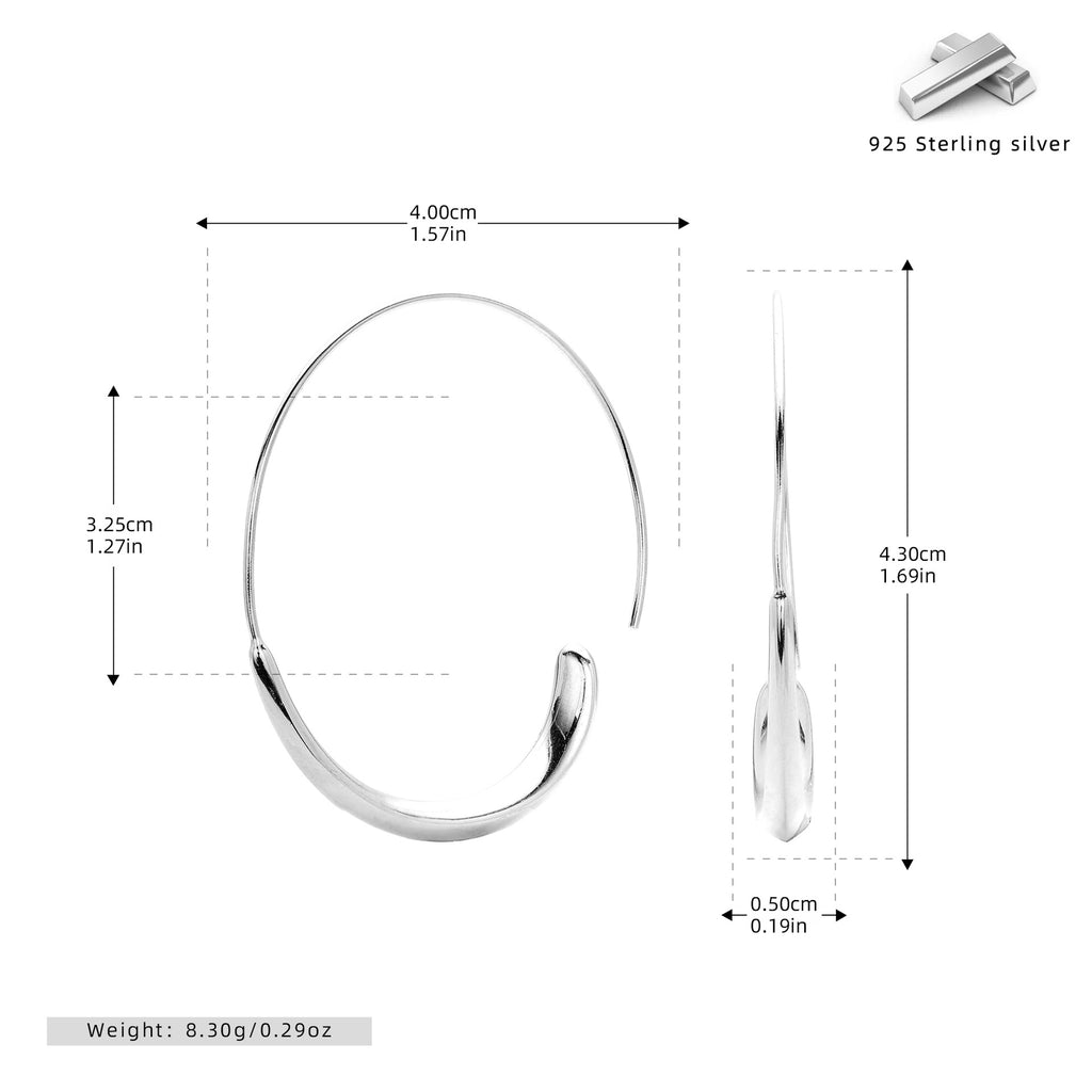 Damen Ohrhänger mit modernem, geschwungenem Design aus hochwertigem 925 Sterling Silber Shop Nory