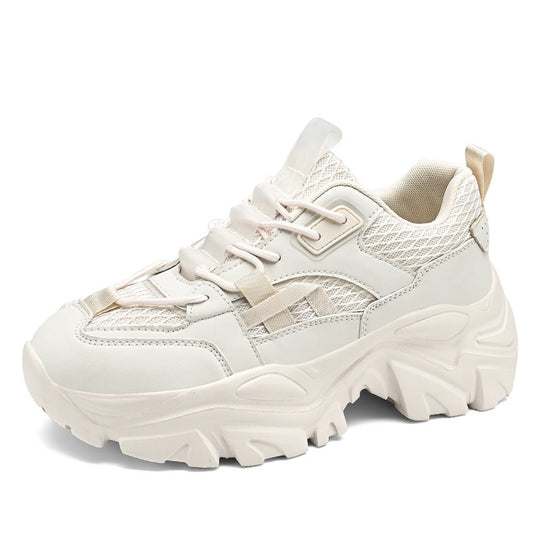 Damen Modische Plateau-Chunky-Sneaker mit strukturiertem Mesh-Overlayer und robuster Profilsohle Shopy Nory