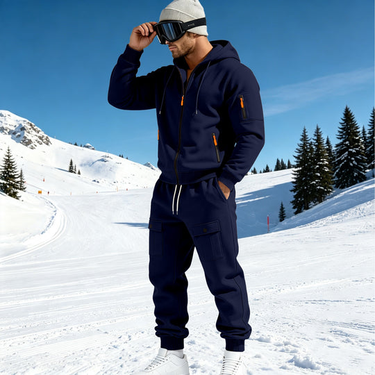 Herren Komfort-Fleece Hoodie mit Reißverschluss, Kapuze und Utility-Ärmeltasche Shop Nory