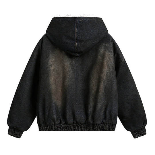 Herren Gefütterte Bomberjacke mit Teddyfutter, Kapuze und Used-Finish Shop Nory