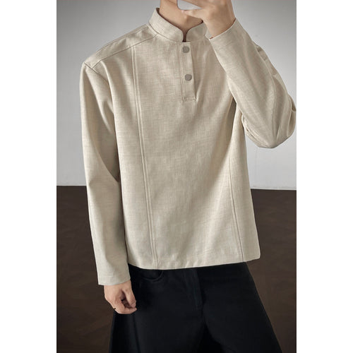 Herren Lässiger Longsleeve mit Stehkragen Shop Nory