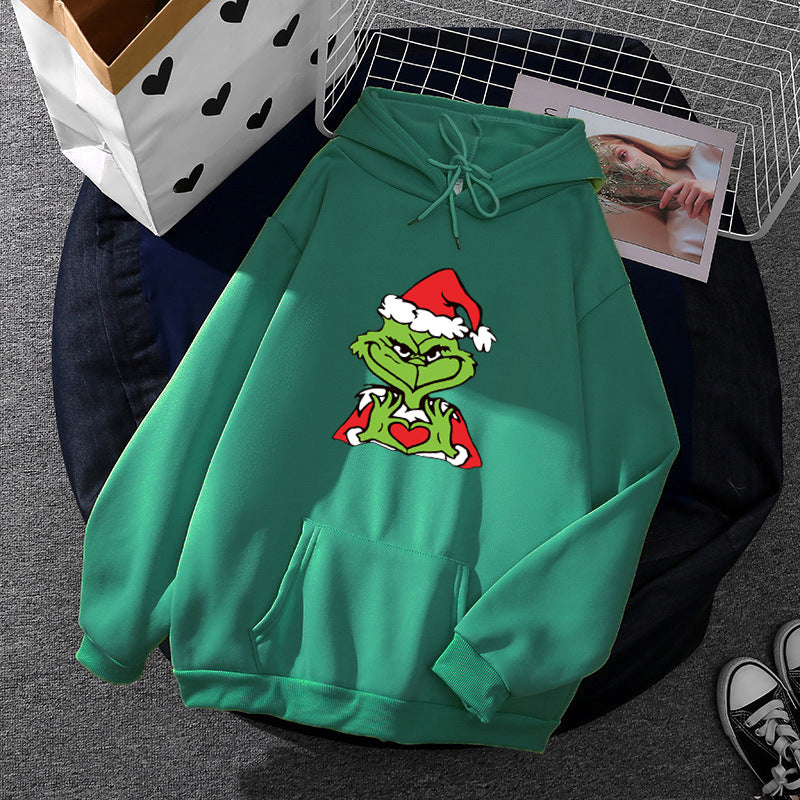 Unisex nan Kapuzenpullover mit weichem Fleece-Futter, Kängurutasche und auffälligem Weihnachts-Comicprint Shop Nory