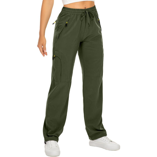 Damen nan lässige Cargo-Hose mit Elastikbund Tunnelzug und Reißverschlusstaschen Shop Nory