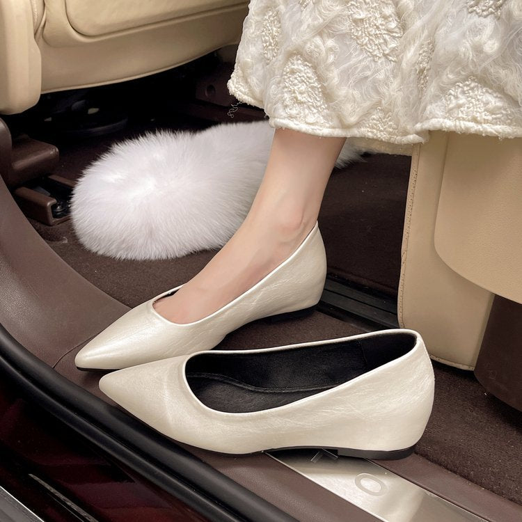 Damen modische spitze Ballerinas aus hochwertigem Leder
