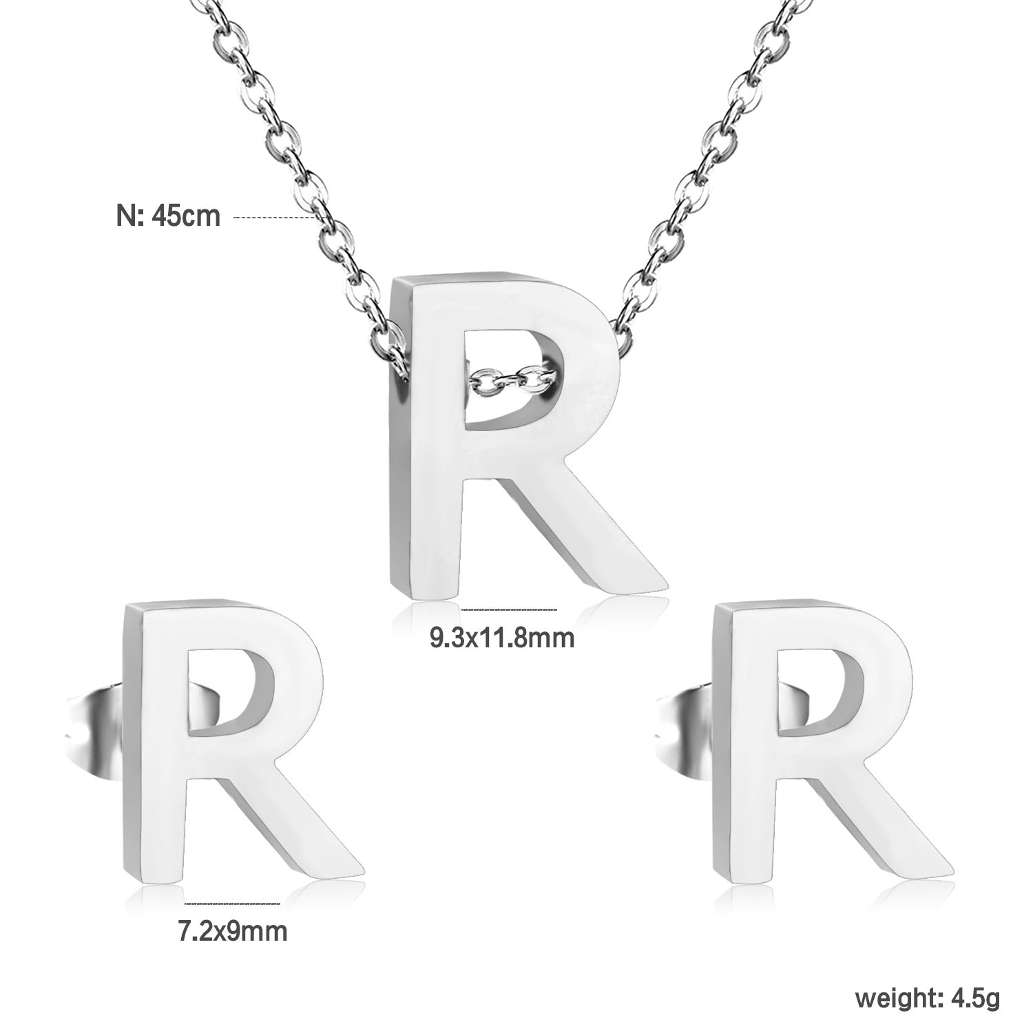 Damen Schmuckset mit K-Anhänger und passenden Ohrsteckern Shop Nory