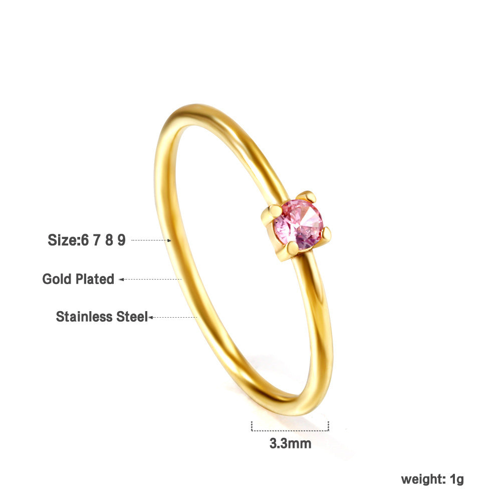 Damen Ring mit funkelndem blauen Zirkonia aus hochwertigem Edelstahl und goldplattierter Oberfläche Shop Nory