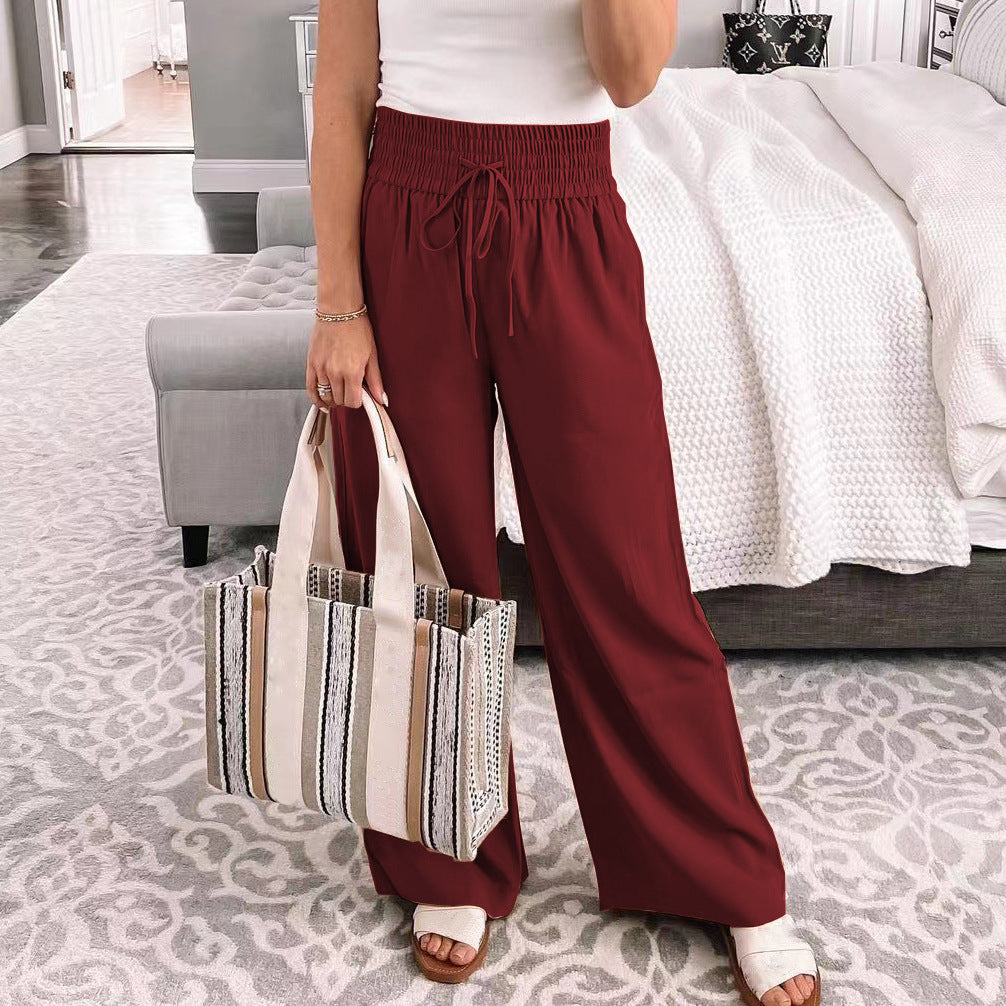 Damen Palazzo‑Hose aus fließendem Viskosemix mit hohem Smockbund und Tunnelzug Shop Nory