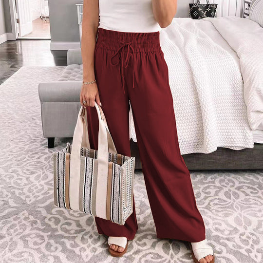 Damen Palazzo‑Hose aus fließendem Viskosemix mit hohem Smockbund und Tunnelzug Shop Nory