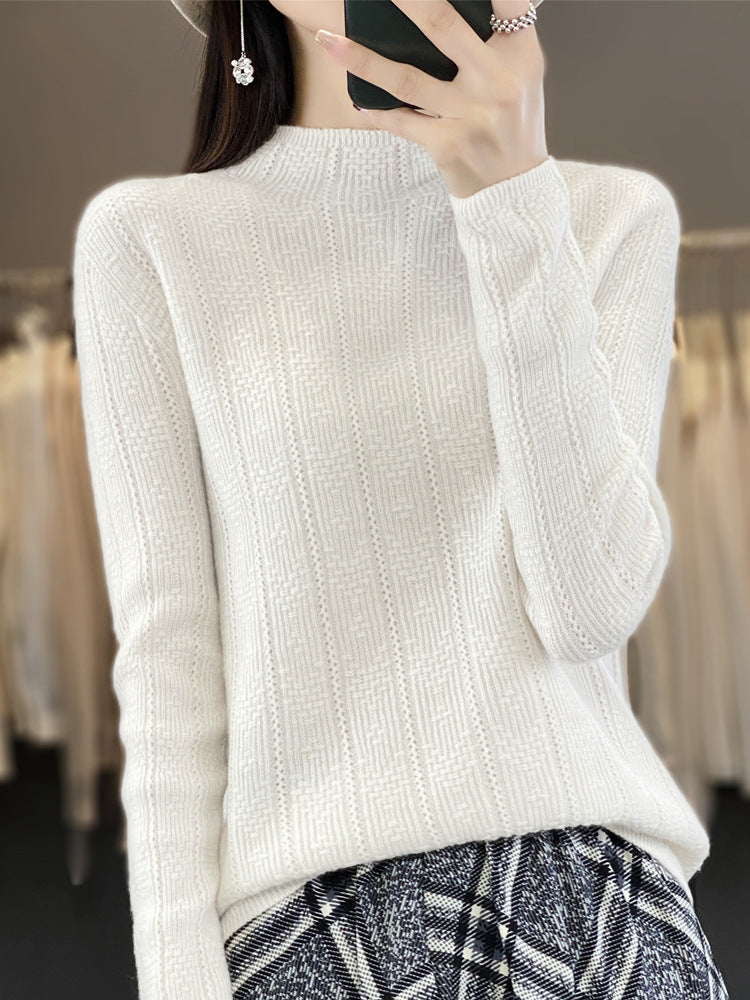 Damen Strukturierter Mockneck-Pullover aus kaschmirähnlicher Wollmischung Shop Nory